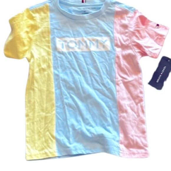 TOMMY HILFIGER Big Boys Stencil Blocked Short Sleeves T-shirt Multicolor Size M - Picture 12 of 15